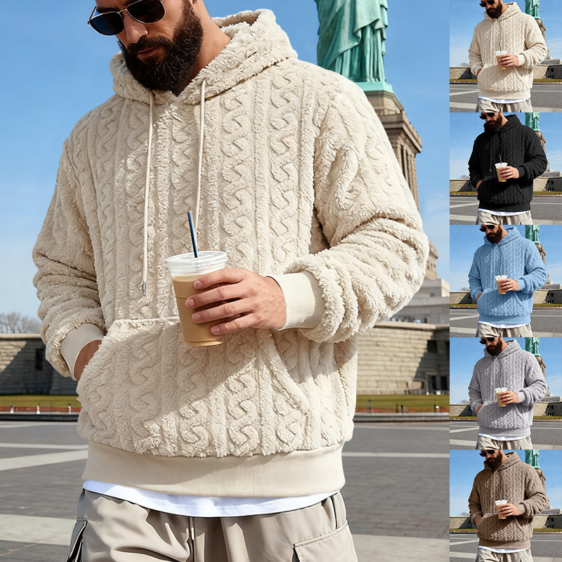 Sherpa Hoodie Fleece - Moletom com capuz de lã masculino