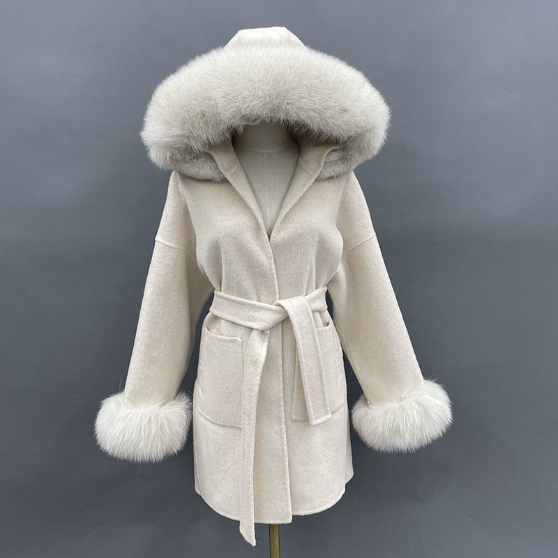 Wool Coat Peacoat - Missjanefur casaco de lã com gola