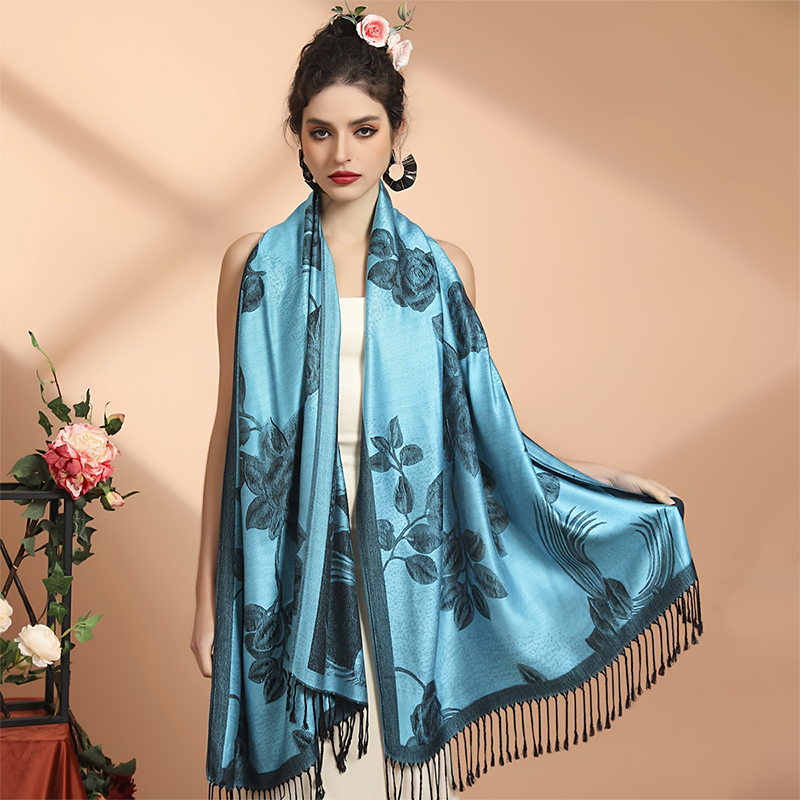 Cashmere Pashmina Wrap - Cobertor grosso de caxemira com franja