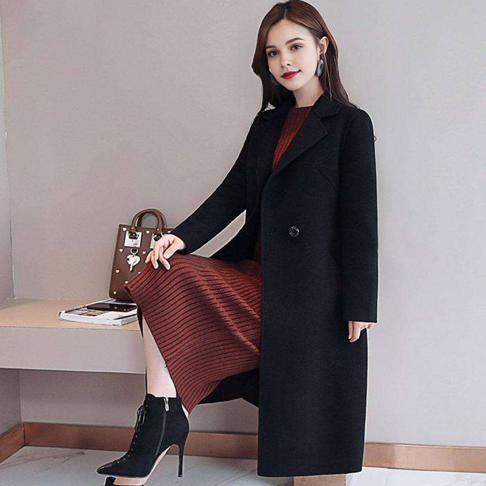 Wool Coat Peacoat - Casaco Feminino de Lã Cor Sólida,