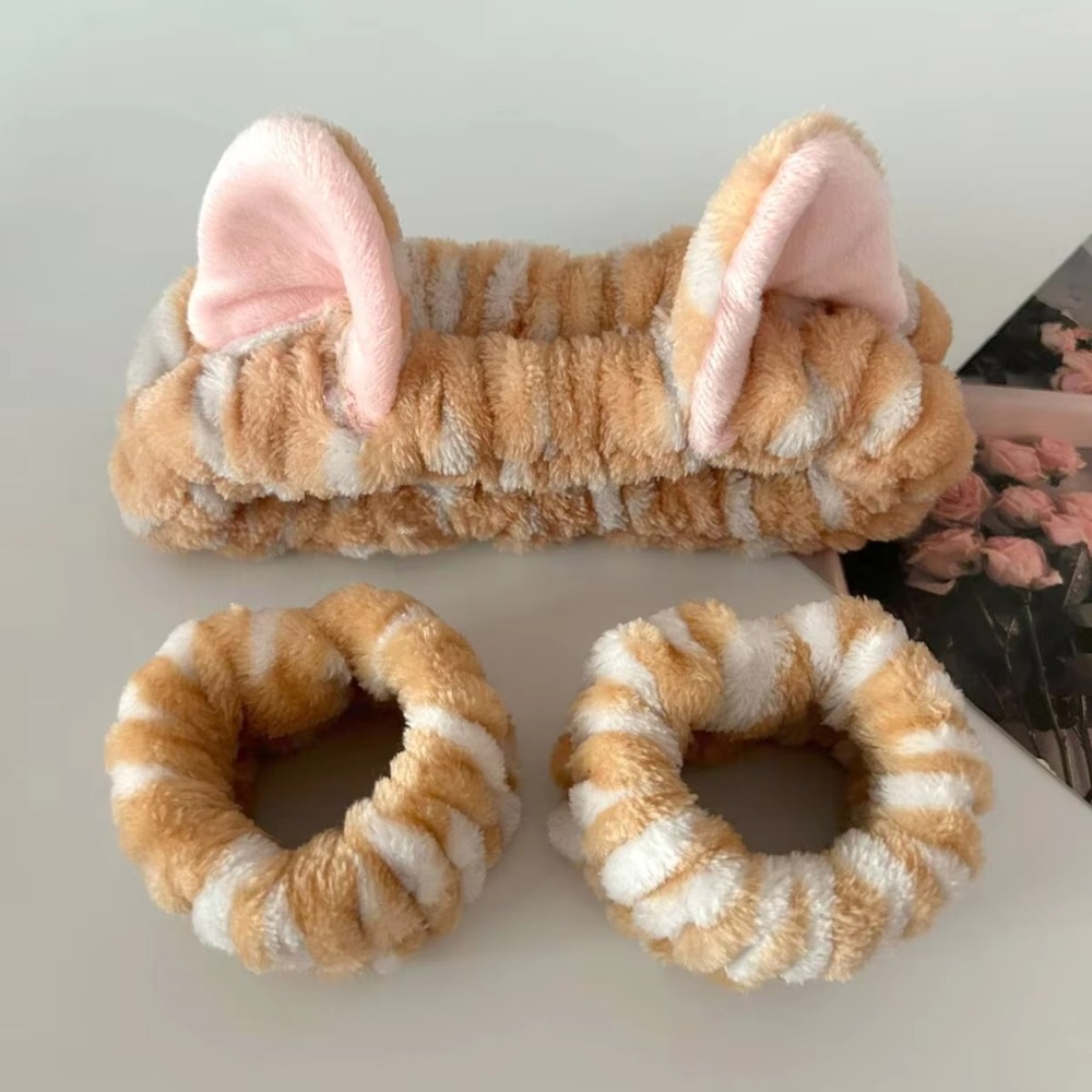 Winter Headband Fleece - 3 pçs/set leopardo impressão bonito gato