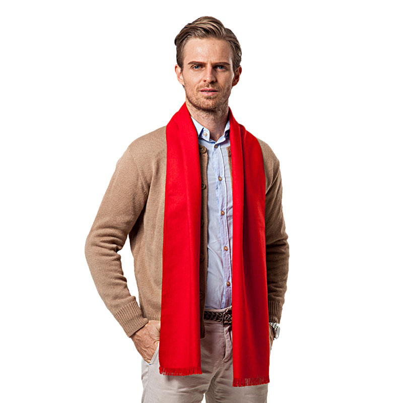 Wool Scarf Men - Lenço vermelho monocromático masculino, marca de