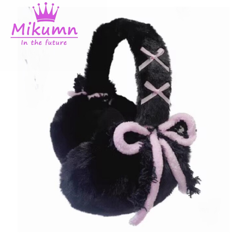 Earmuffs Foldable - MikAutumn-Harajuku Y2k Bow Plush Ear Warmer