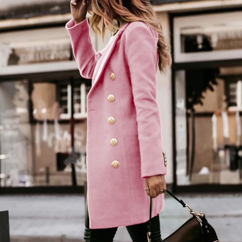 Wool Coat Peacoat - Casacos femininos lã outono inverno breasted