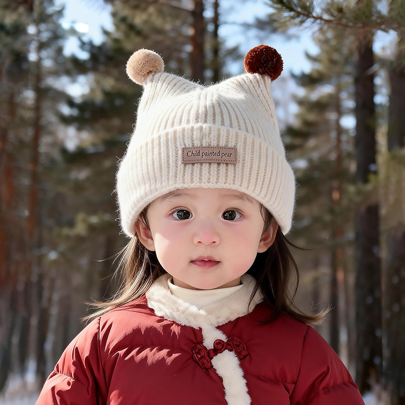 Knit Beanie Hat Warm - Gorro de Lã Infantil de 1
