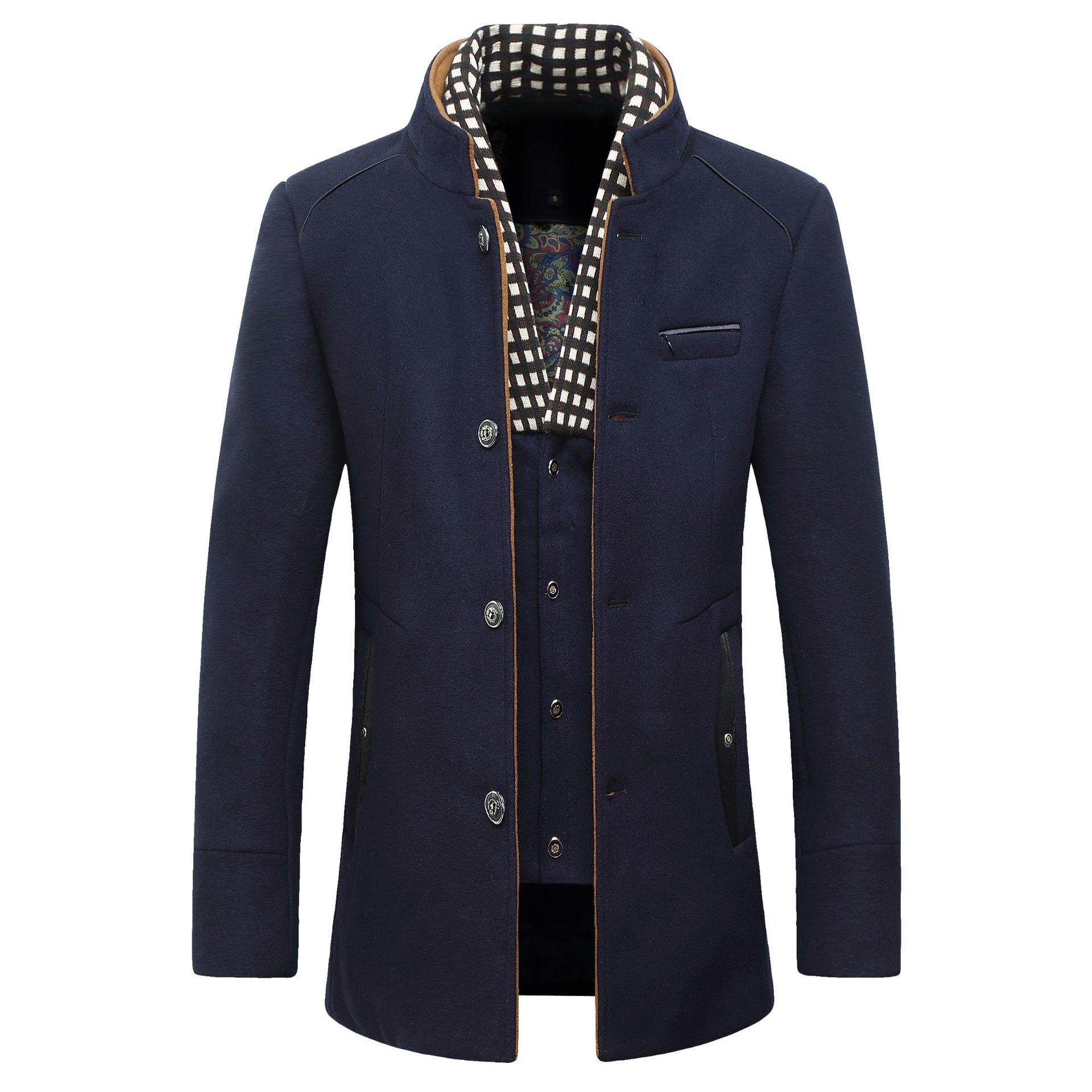 Moda masculina jaqueta de lã c - Wool Coat Peacoat avaliação e preço
