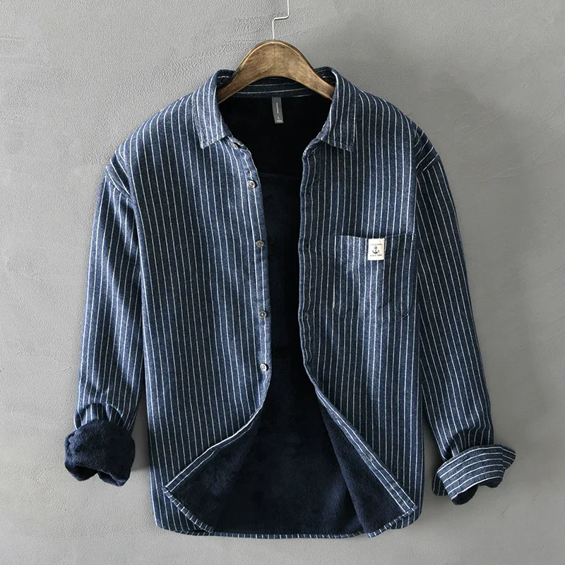Homens inverno moda velo forra - Flannel Shirt Lined avaliação e preço
