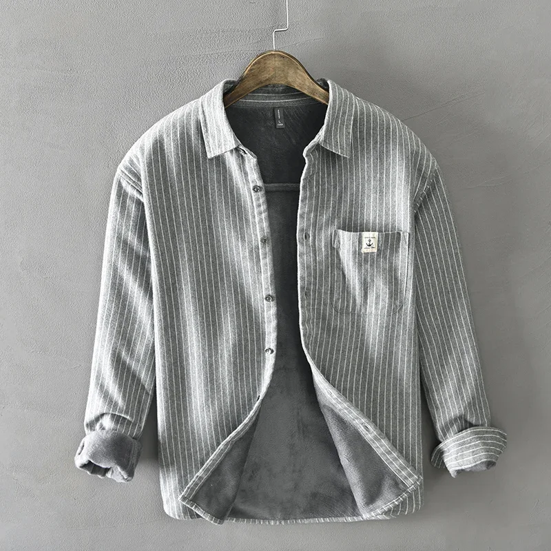 Homens inverno moda velo forra - Flannel Shirt Lined avaliação e preço