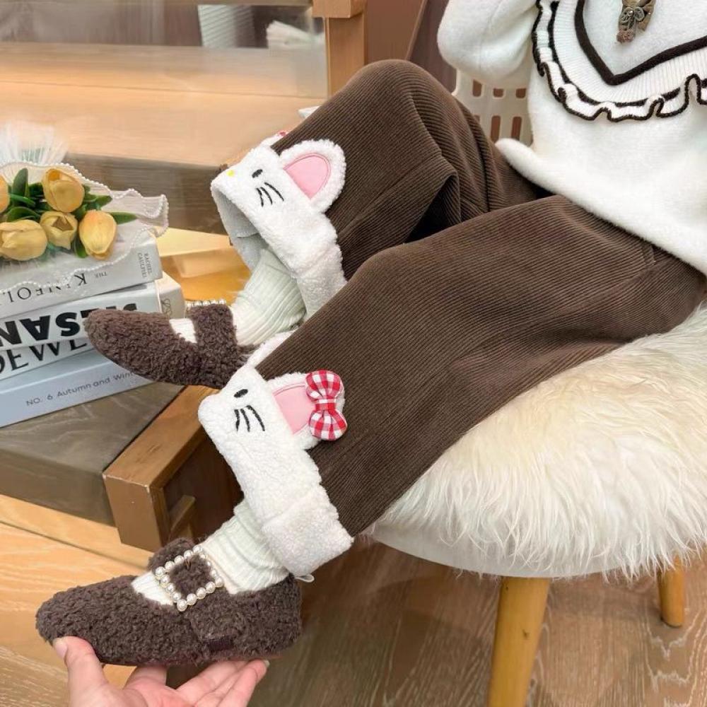 Kawaii hello kitty meninas ins - Corduroy Pant Warm avaliação e preço