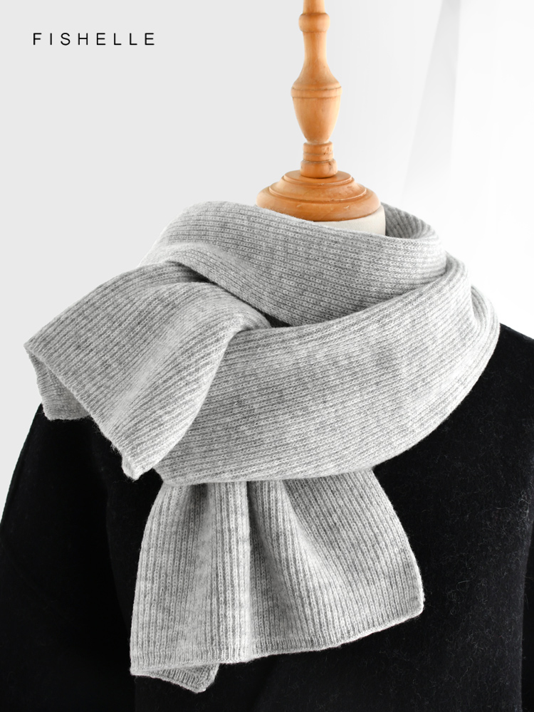 Cinza cor sólida cachecol de c - Wool Scarf Men avaliação e preço