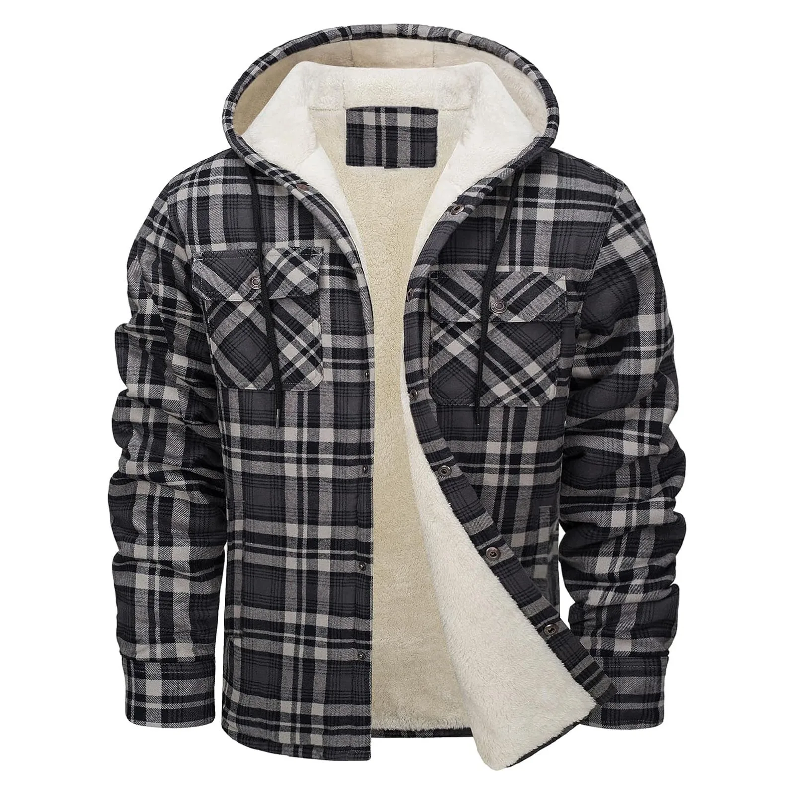 Grosso quente flanela com capu - Flannel Shirt Lined avaliação e preço