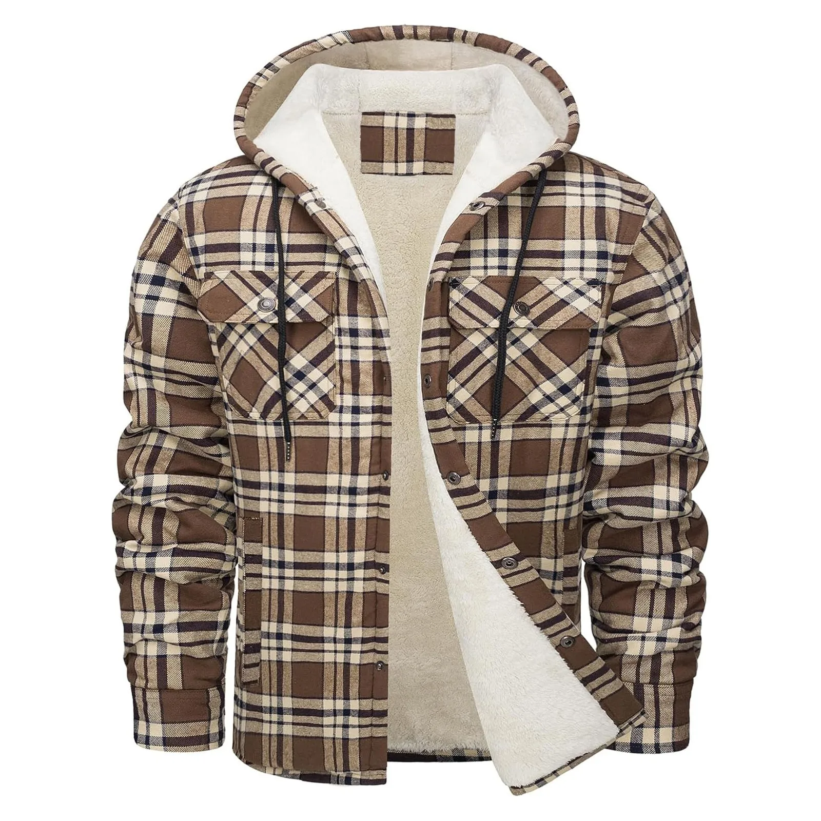 Grosso quente flanela com capu - Flannel Shirt Lined avaliação e preço
