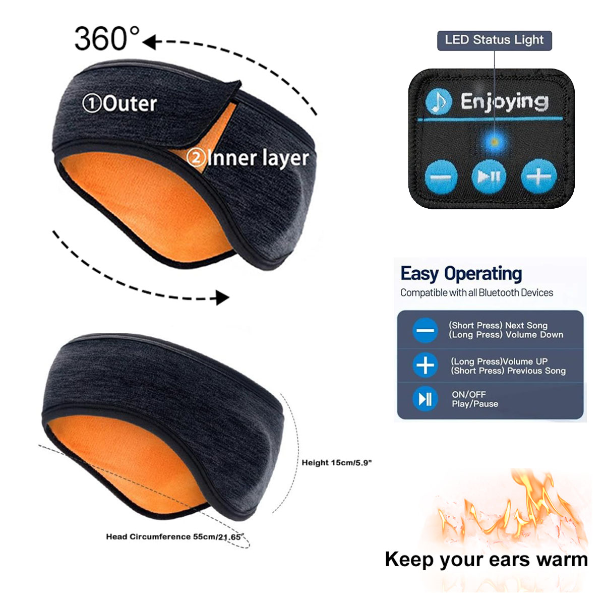 Fones de ouvido sem fio blueto - Winter Headband Fleece avaliação e preço