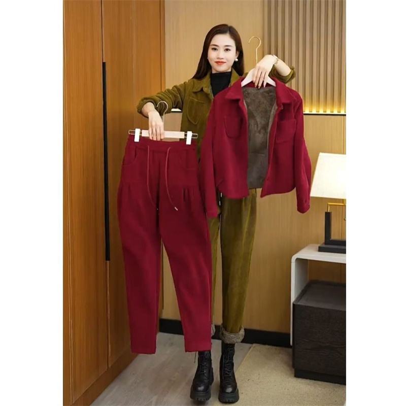 Outono inverno grosso conjunto - Corduroy Pant Warm avaliação e preço