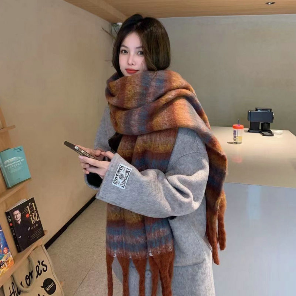 Novo lenço de caxemira colorid - Cashmere Pashmina Wrap avaliação e preço