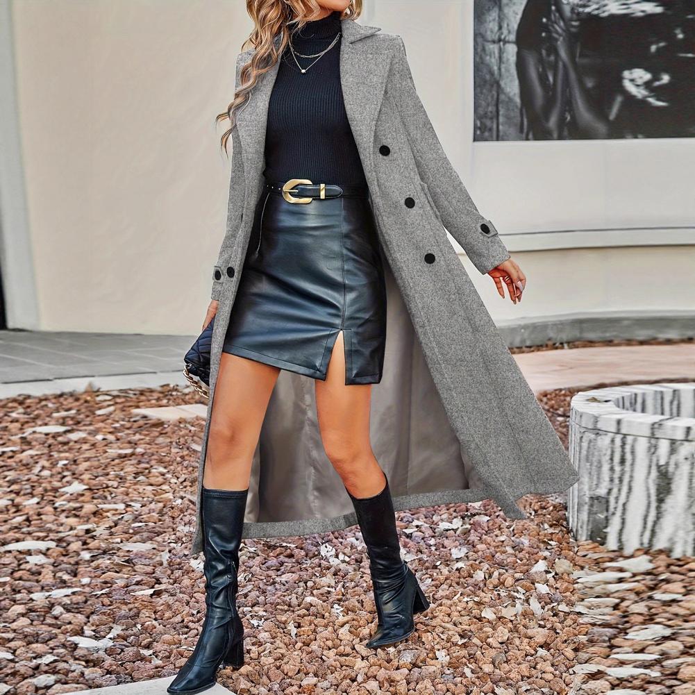 Casaco de Outono Feminino Long - Wool Coat Peacoat avaliação e preço